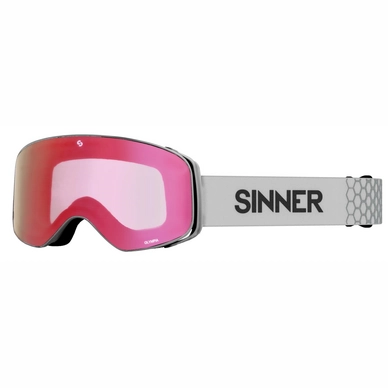 Skibril Sinner Olympia Matte Light Grey / Full Red Mirror