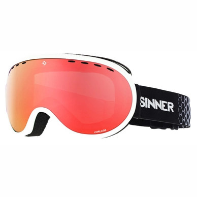 Masque de ski Sinner Vorlage Matte White Full Red Mirror