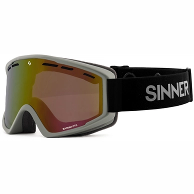 Masque de Ski Sinner Batawa OTG Matte Light Grey Double Full Red Mirror Vent