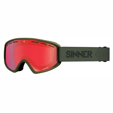 Ski Goggles Sinner Batawa OTG Matte Moss Green / Full Red Mirror Vent