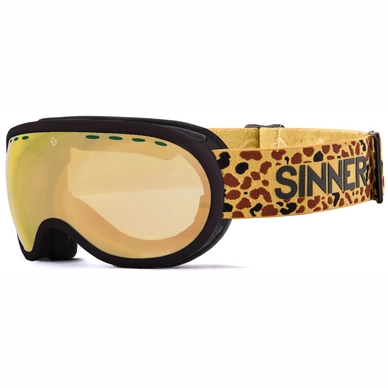 Ski Goggles Sinner Template S Matte Black Double Full Gold Mirror Vent