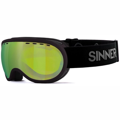 Skibrille Sinner Vorlage S Matte Black Double Full Gold-Green Mirror Vent