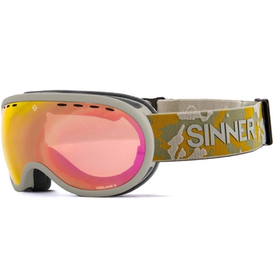 Skibril Sinner Vorlage S Matte Grey Double Full Red Mirror Vent