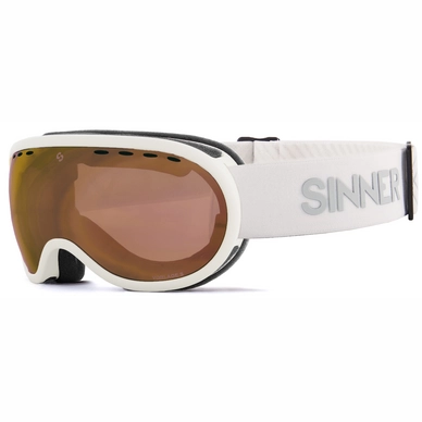 Masque de Ski Sinner Vorlage S Matte White Double Full Gold Mirror Vent