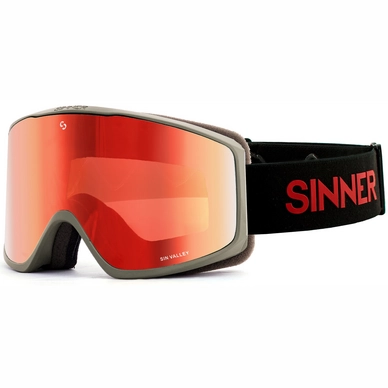 Skibril Sinner Sin Valley Matte Light Grey Double Red Oil + Double Pink