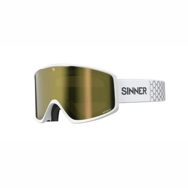 Ski Goggles Sinner Sin Valley Matte White Gold Mirror + Orange