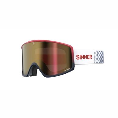 Ski Goggles Sinner Sin Valley Matte Red Matte Dark Blue Red Mirror + Orange