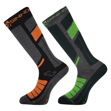 Skisok Sinner Pro Socks II Black Orange Gray Green (2 pack)