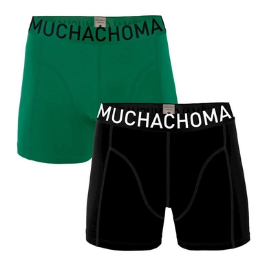 Boxershorts Muchachomalo Men Solid Black Green (2-delig)