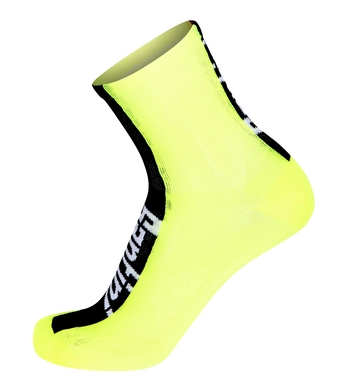 Wielrensokken Santini Flag Coolmax Mid Profile Socks Yellow Fluo