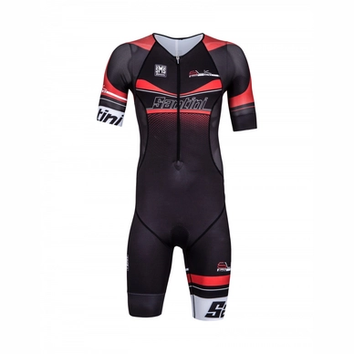 Maillot de Cyclisme Santini Sleek 2.0 Short Sleeve Aero Trisuit GTR Pad Red