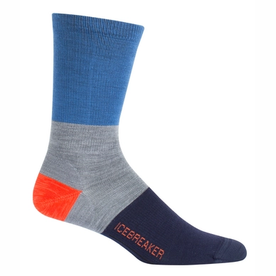 Chaussettes Icebreaker Mens Lifestyle Ultra Light Crew Rugby Stripe Sea Blue Twister Heather