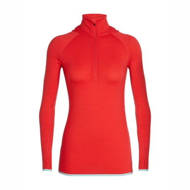 Vest Icebreaker Women Fluid Zone LS Half Zip Hood Ember Aqua Splash
