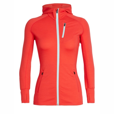 Gilet Icebreaker Women Quantum LS Zip Hood Ember Aqua Splash