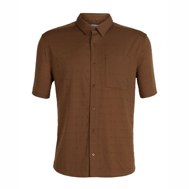 Chemise à Manches Courtes Icebreaker Men Compass SS Shirt Tobacco Monsoon Dobby 2019