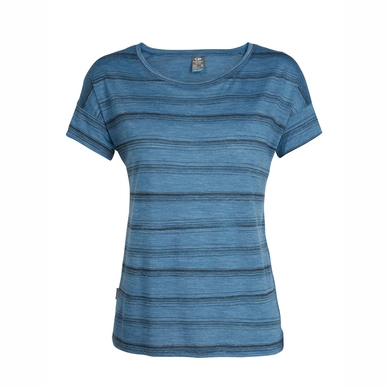 T-Shirt Icebreaker Fermme Via SS Scoop Thunder Heather Black Scratch Stripe