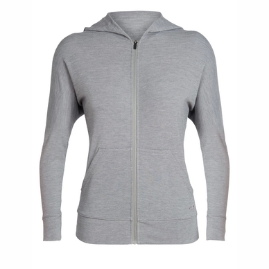 Gilet Icebreaker Women Momentum Zip Hood Fossil Snow Heather