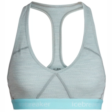 Sports Bra Icebreaker Women Sprite Racerback Blizzard Heather Aqua Splash Stripe