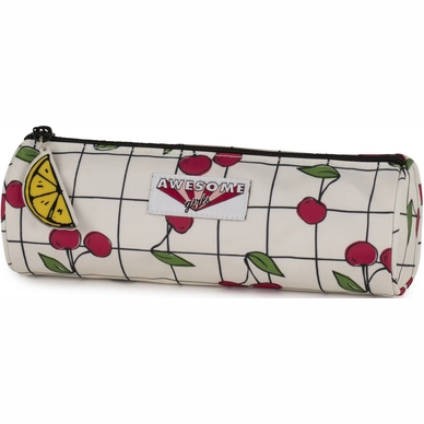 Pencil Case Awesome Round Cherry Red