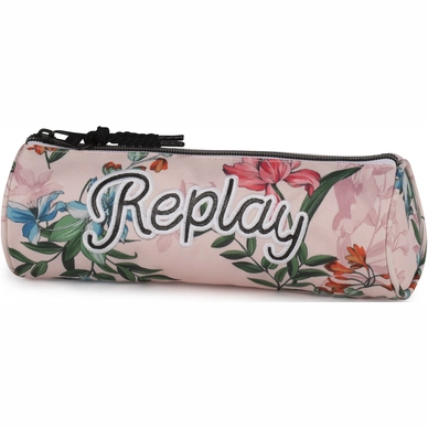 Pencil Case Replay Flowers Bright Pink Round