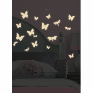Muursticker RoomMates Vlinder & Libelle Glow