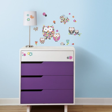 Muursticker RoomMates Prisma-Owl & Butterflies