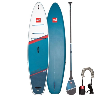 SUP-Board Red Paddle 11.3 Sport + Hybrid Tough Paddle + Coiled Leash Blue
