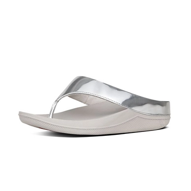 FitFlop Superlight Ringer Toe-Post Metallic Leather Silver