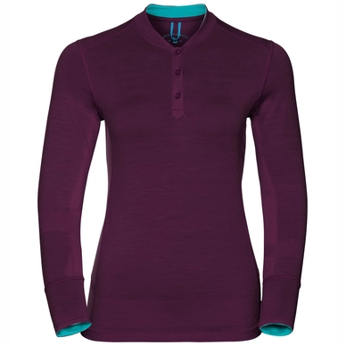 Ondershirt Odlo Stand-Up Collar L/S Natural Women Pickled Beet Blue Radiance