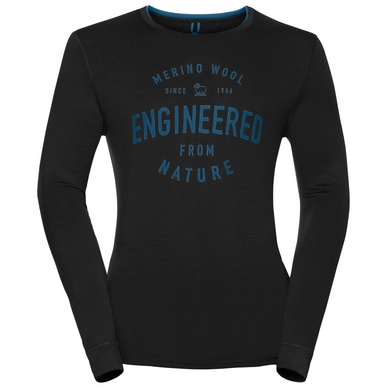 Funktionsunterhemd Odlo Suw Top Crew Neck L/S Natural 100% Merino Black Mykonos Blue Kinder