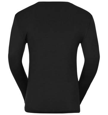 Ondershirt Odlo Men Suw Top Crew Neck L/S Natural 100% Merino Black Mykonos Blue