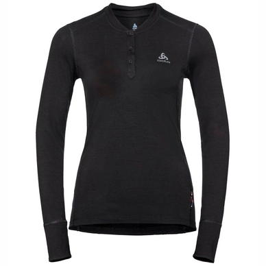 Funktionsunterhemd Odlo SUW Top Stand-Up Collar L/S Natural 100% Schwarz Damen