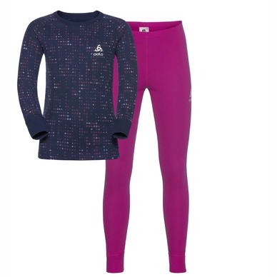 Baselayerset Odlo Warm Kids Beetroot Purple Peacoat
