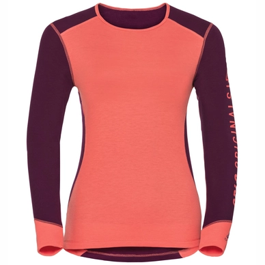 Ondershirt Odlo L/S Crew Neck Warm Revelstoke Women Pickled Beet Hot Coral