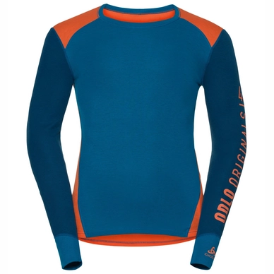 Ondershirt Odlo L/S Crew Neck Warm Revelstoke Men Orangeade Mykonos Blue
