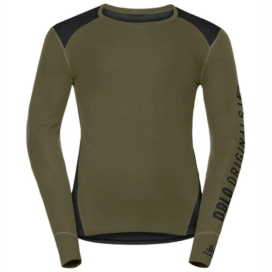 Ondershirt Odlo L/S Crew Neck Warm Revelstoke Men Black Winter Moss