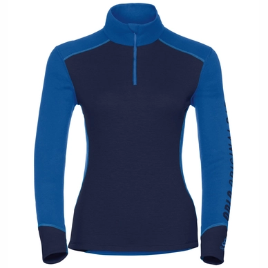 Ondershirt Odlo L/S Turtle Neck 1/2 Zip Warm Revel Women Lapis Blue Peacoat