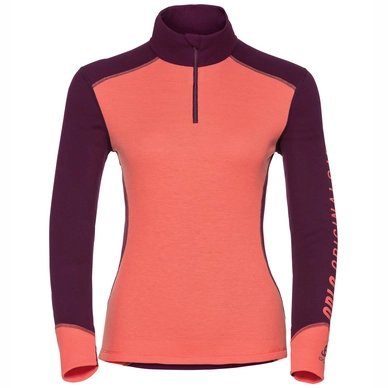Ondershirt Odlo L/S Turtle Neck 1/2 Zip Warm Revel Women Pickled Beet