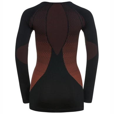 Ondershirt Odlo L/S Crew Neck Essentials Seamless Women Black Hot Coral