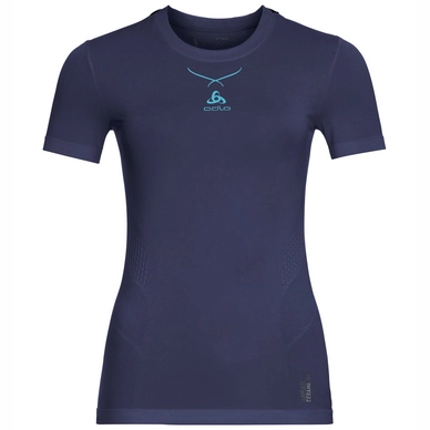 Ondershirt Odlo S/S Crew Neck Ceramicool Seamless Women Blue Radiance Spectrum Blue