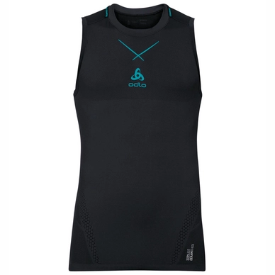Ondershirt Odlo Crew Neck Ceramicool Seamless Men Black Lake Blue