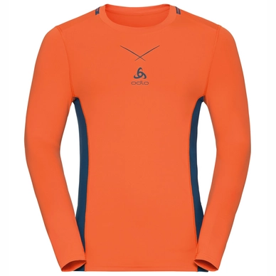 Ondershirt Odlo L/S Crew Neck Ceramicool Pro Men Orangeade Blue Opal