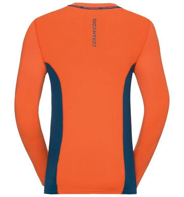Ondershirt Odlo L/S Crew Neck Ceramicool Pro Men Orangeade Blue Opal