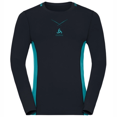Ondershirt Odlo L/S Crew Neck Ceramicool Pro Men Black Lake Blue