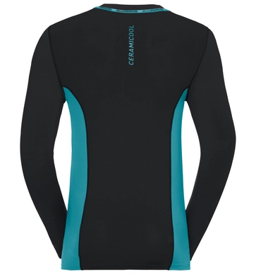 Ondershirt Odlo L/S Crew Neck Ceramicool Pro Men Black Lake Blue
