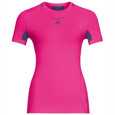 Ondershirt Odlo Crew Neck Ceramicool Seamless Women Pink Glo Peacoat