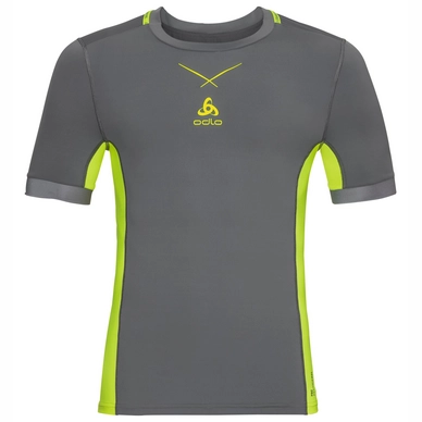 Ondershirt Odlo S/S Crew Neck Ceramicool Pro Men Steel Grey Black