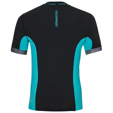 Ondershirt Odlo S/S Crew Neck Ceramicool Pro Print Men Black Lake Blue