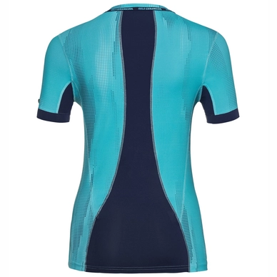 Ondershirt Odlo S/S Crew Neck Ceramicool Pro Print Women Blue Radiance Peacoat