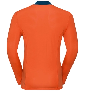 Ondershirt Odlo L/S Crew Neck Ceramicool Men Orangeade Blue Opal